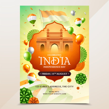 Celebrating the Freedom of India and National Pride Posterのイラスト素材
