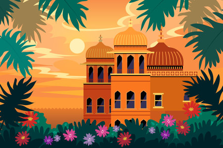 Flat Design Illustrations of Indian Urban Lifeのイラスト素材