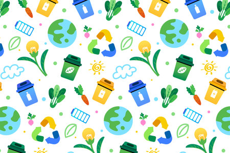 Modern Cartoon Art of Sustainable Production and Consumption Flat Patternのイラスト素材