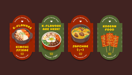 A Colorful Label Set of Authentic Korean Foodのイラスト素材