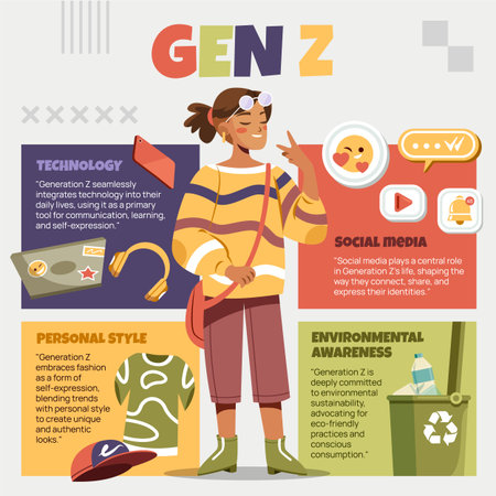 Hand Drawn Flat Design for Generation Z Infographyのイラスト素材