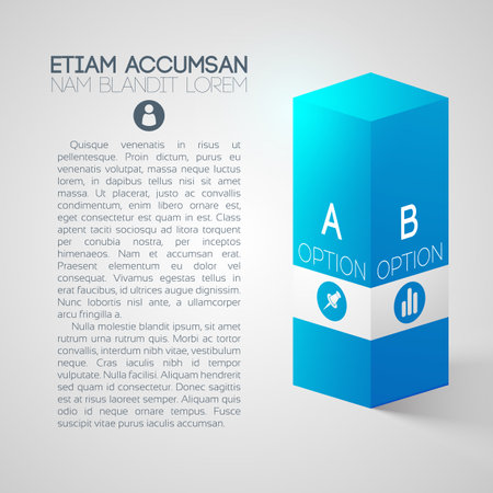 Web business infographic design concept with text 3d blue square column and icons isolated vector illustrationのイラスト素材