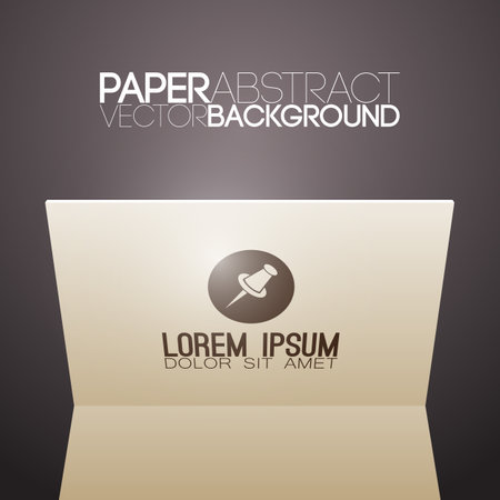 Abstract paper template with folded brochure and pin icon on dark background isolated vector illustrationのイラスト素材
