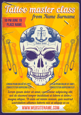Print tattoo master class flyerのイラスト素材