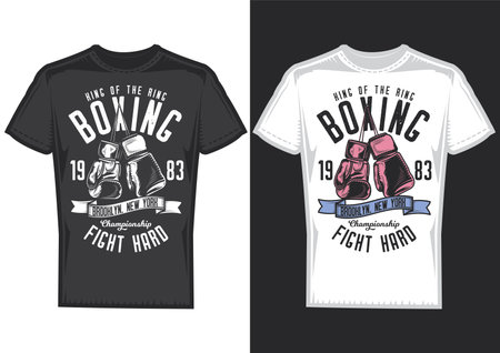 T-shirt design samples with illustration of boxing gloves.のイラスト素材
