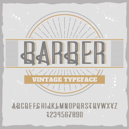 Vintage label typeface named "Barber". Good handcrafted font for any label design.のイラスト素材