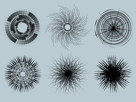 vector grunge drawing textures set isolated on backgroundのイラスト素材