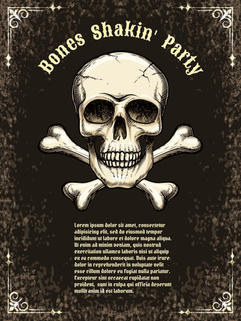 Template posters for the party, Halloween. Skull and crossbones. Vector illustrationのイラスト素材