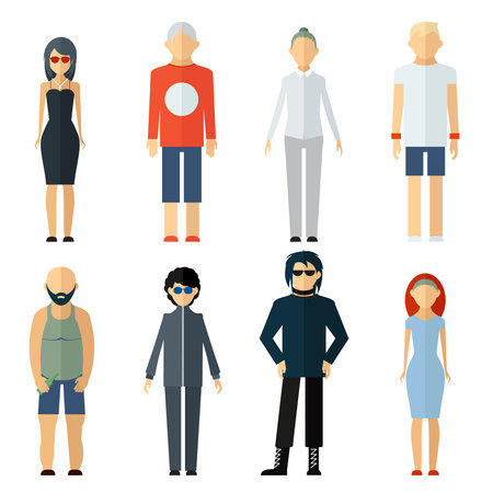 Vector Assorted People on Different Lifestyle Isolated on White Backgroundのイラスト素材