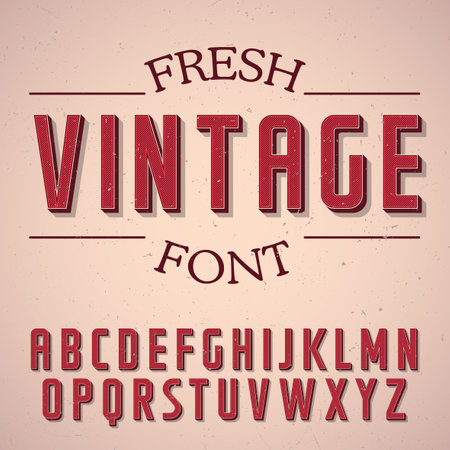 Fresh Vintage Font Poster with alphabet on rose background vector illustrationのイラスト素材