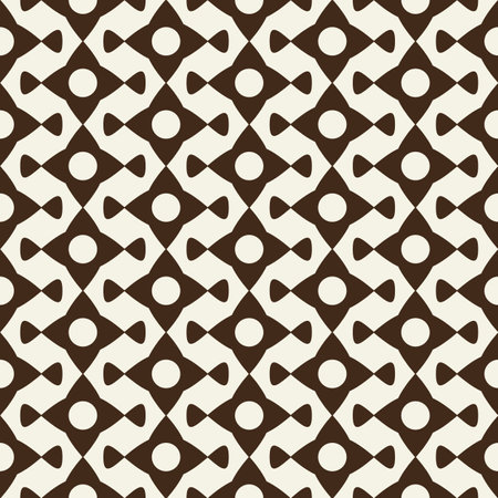 Modern monochrome seamless pattern with geometric print formed by ornament from abstract elements flat vector illustrationのイラスト素材