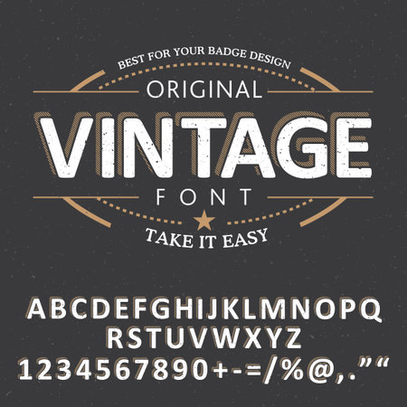 Fresh Vintage Font Poster with alphabet and words take it easy vector illustrationのイラスト素材