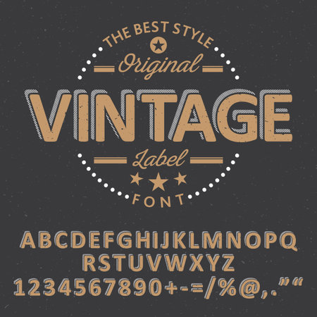 Original Vintage Font Poster with stars and different words on the black background vector illustrationのイラスト素材