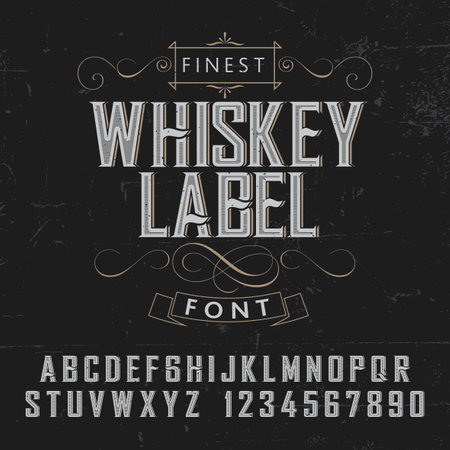 Finest Whiskey Label Poster with decoration on black background vector illustrationのイラスト素材