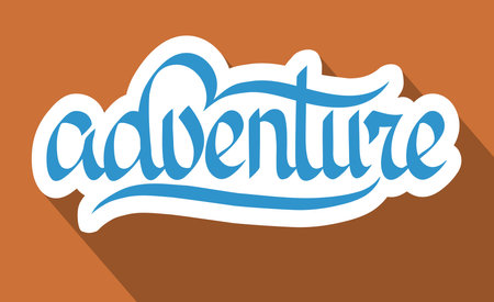 Typographical abstract template with handwritten stylized paper Adventure inscription on light background isolated vector illustrationのイラスト素材