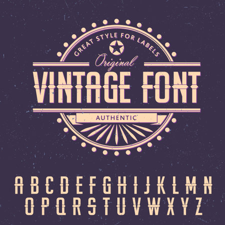 Great Style For Labels Poster with original vintage font and alphabet vector illustrationのイラスト素材
