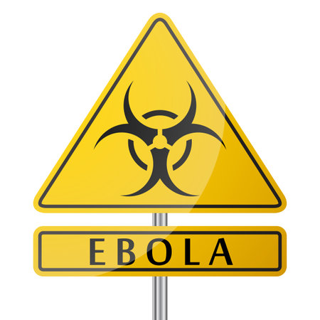 Ebola Danger Yellow Poster with Sign of disease on white background vector illustrationのイラスト素材