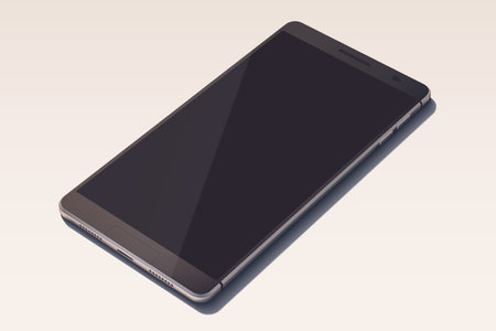 Elegant smartphone concept in black color with blank screen on light background isolated vector illustrationのイラスト素材