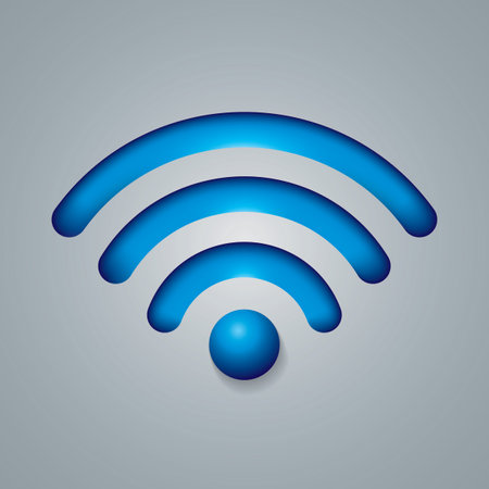 Wireless Network Symbol Object blue colored consisting of four elements sign vector illustrationのイラスト素材
