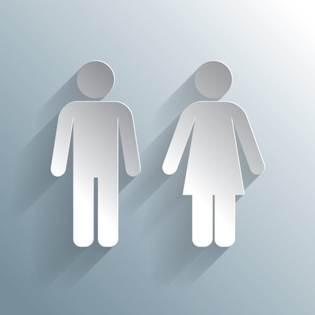 Male Female WC Icon with male and female silhouetted figures vector illustrationのイラスト素材