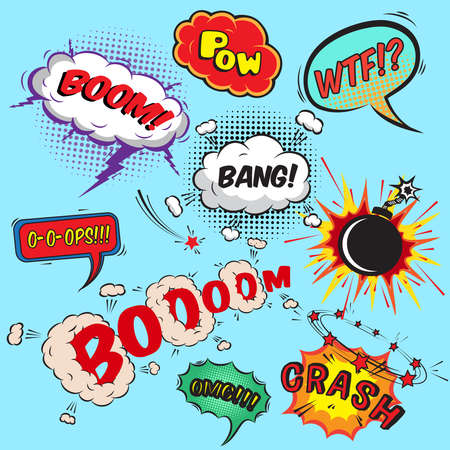 Comic speech bubbles design elements collection isolated vector illustrationのイラスト素材