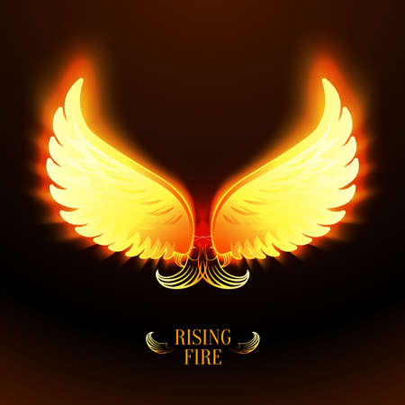 Bright glowing fire angel wings vector illustrationのイラスト素材