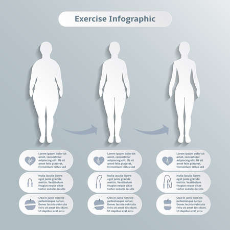 Infographic elements for women fitness and sports of slimness weight loss and healthcare vector illustrationのイラスト素材