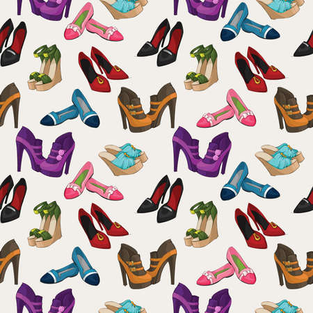 Seamless woman's fashion shoes pattern background vector illustrationのイラスト素材