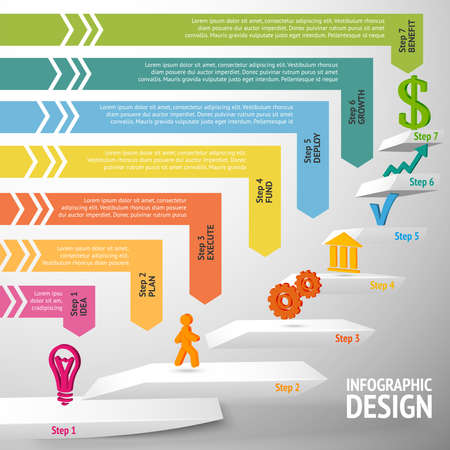 Upward direction staircase successful business steps concept infographic vector illustrationのイラスト素材