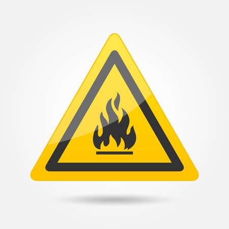 Fire attention danger symbol icon emblem isolated on white background vector illustrationのイラスト素材