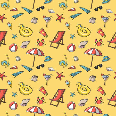 Seamless summer vacation travel pattern background vector illustrationのイラスト素材