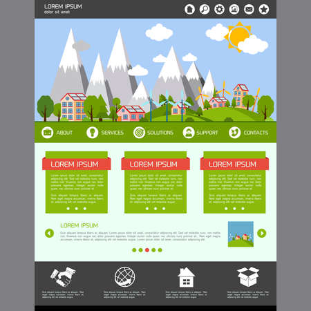 Eco green energy business website design template main page layout vector illustrationのイラスト素材