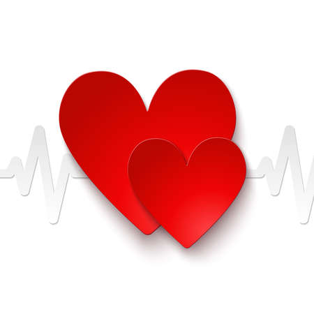 Heart rate red paper emblem icon or print vector illustrationのイラスト素材