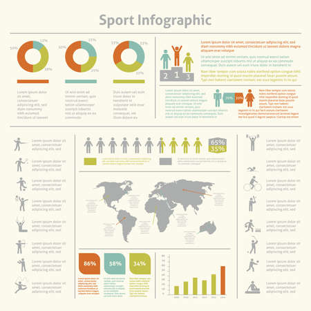 Infografic athletics sport achievements development and competitions winners statistics presentation diagrams layout template design vector illustrationのイラスト素材