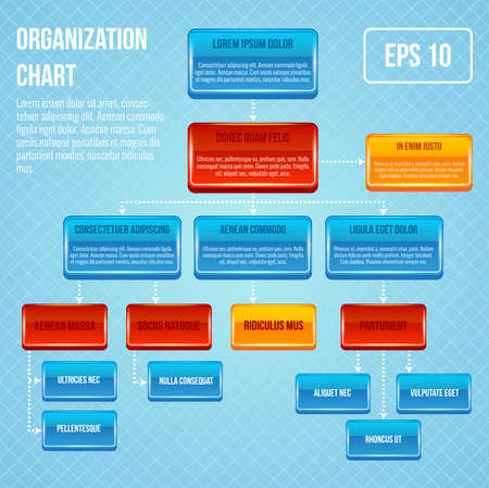 Organizational chart 3d concept business work hierarchy flowchart structure vector illustrationのイラスト素材