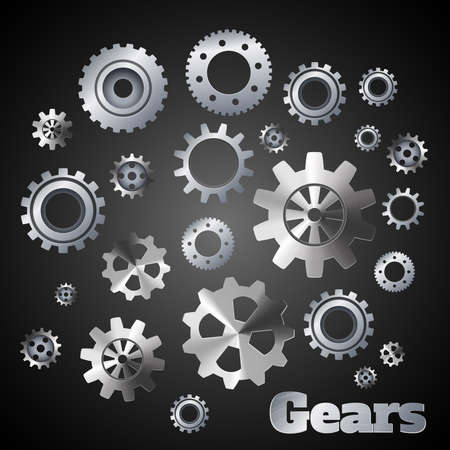Metal cogwheel gears mechanisms industrial engineers poster vector illustrationのイラスト素材