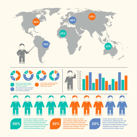 People demographic infographic set with map and charts vector illustrationのイラスト素材