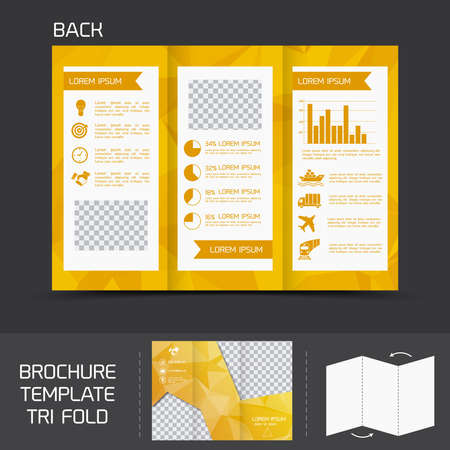 Yellow logistics paper brochure leaflet tri-fold design back template vector illustrationのイラスト素材