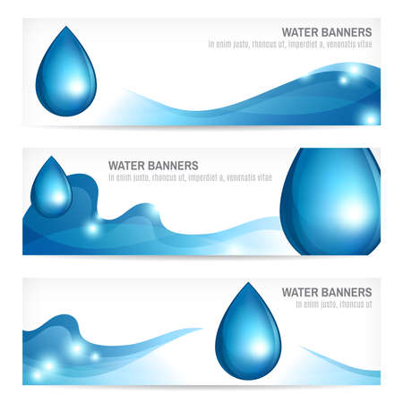 Set of water drops wavy abstract nature splash banners design vector illustrationのイラスト素材