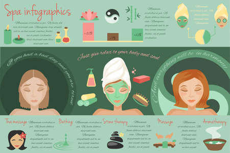 Spa salon thai massage bathing stone therapy isolated vector illustrationのイラスト素材
