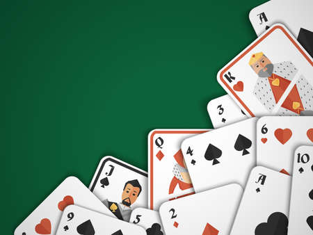 Casino poker hazard risk games playing cards background vector illustrationのイラスト素材