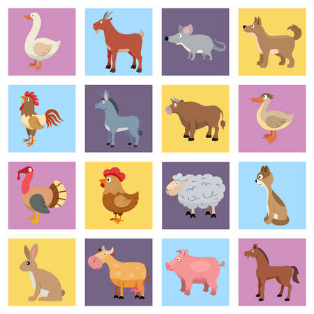 Farm animals livestock and pets icons set isolated vector illustrationのイラスト素材