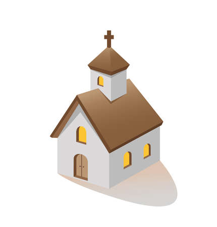 Christian church building three quarter vector illustrationのイラスト素材