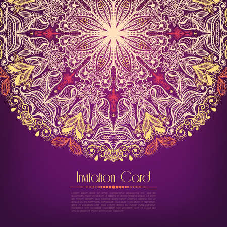 Ornamental violet invitation card template vector illustrationのイラスト素材