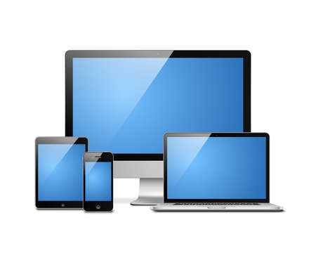 Notebook, tablet, desktop and mobile. Electronic devices templates vector illustrationのイラスト素材