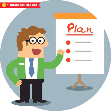 Presentation of a new business project plan vector illustrationのイラスト素材