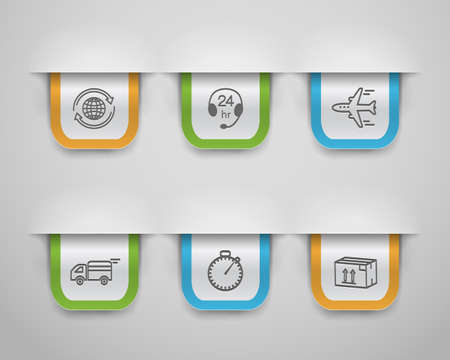 Shipping and logistic bookmarks set vector illustrationのイラスト素材