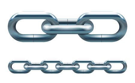 Metal silver chain links vector illustration isolated
