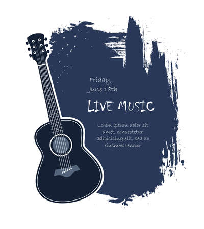 Acoustic guitar live music banner template vector illustrationのイラスト素材