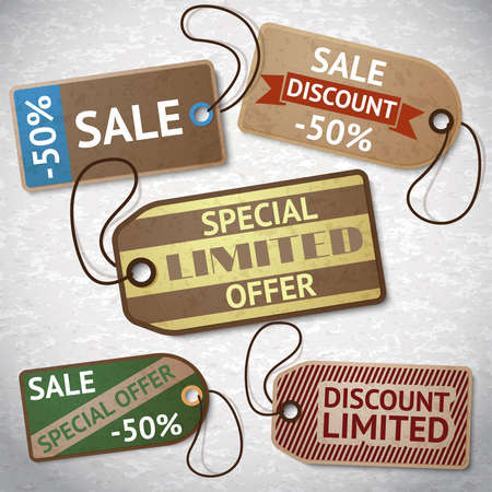 Collection of discount cardboard sale labels vector illustrationのイラスト素材